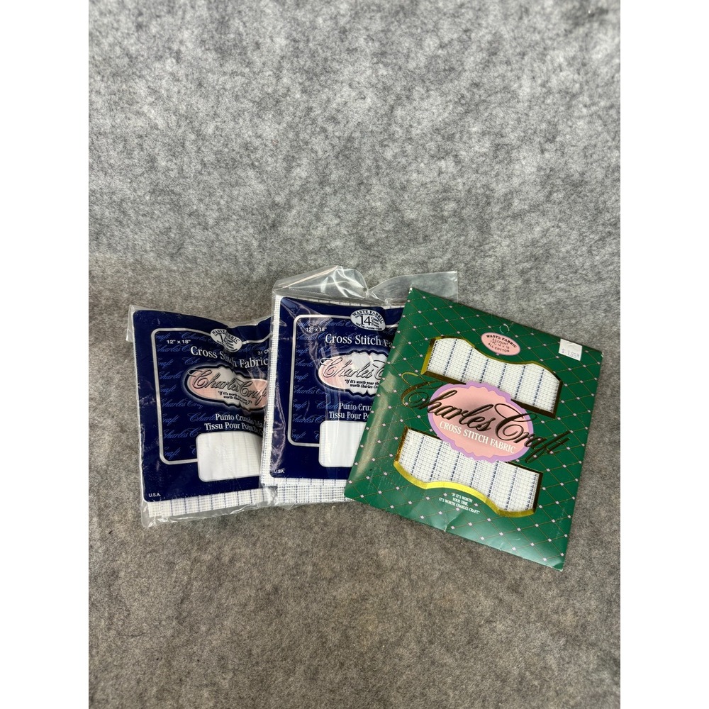 Lot of Charles Craft Cross Stitch Aida Cloth 8.5 14 ct. Waste Fabric DIY Art